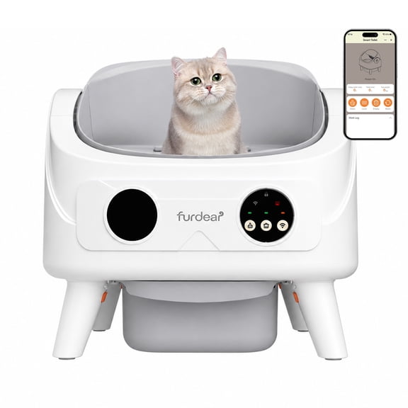 FURDEAR Automatic Self Cleaning Litter Box for Cats, Odor Control, Large Capacity, Waste Removal