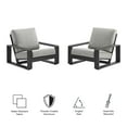 thumbnail image 3 of Lounge Chair Armchair Lounge Chair, Set of 2, Light Gray, Aluminum, Wood, Outdoor Patio Balcony Cafe Bistro Garden Hospitality Restaurant, Modern Contemporary, HB37981, 3 of 8