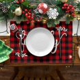 thumbnail image 2 of mubwai Placemats for Dining Table Red Buffalo Plaid Love Home Family Together, 12 x 18 Inch Winter Holiday Washable Table Mat Set of 4, 2 of 7