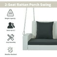 thumbnail image 4 of 2 Person Wicker Hanging Porch Swing with Chains and 2 Soft Cushion Pillow,Front Porch Swing Outdoor Chair,Rattan Swing Bench for Deck, Backyard,Garden, 4 of 8