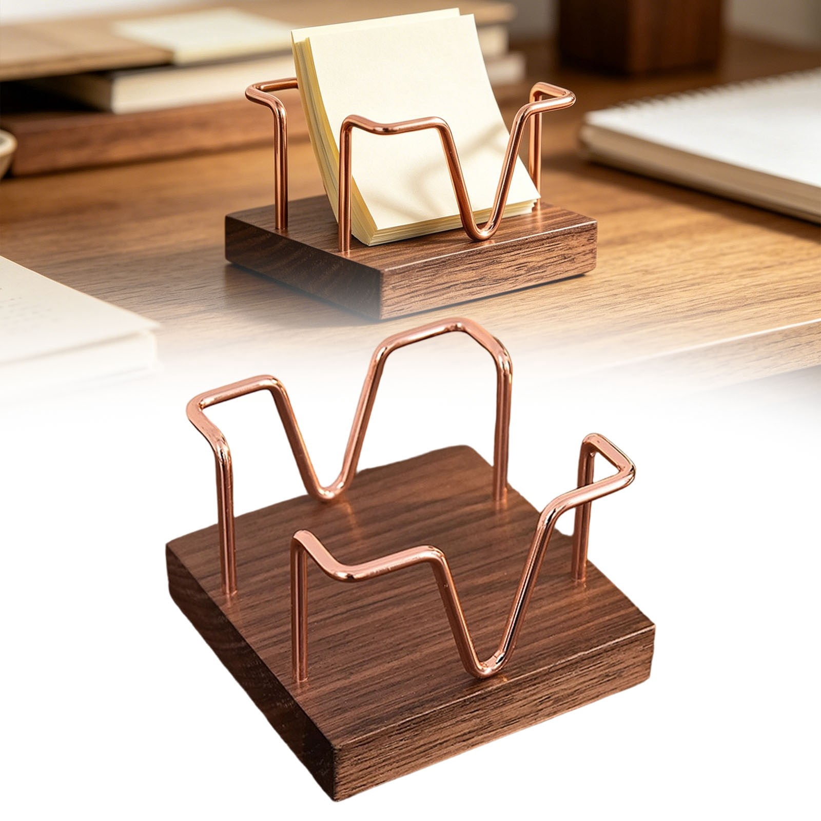 2 Pcs Sticky Note Holder Post It Note Dispenser Self Stick Note Pad Holder Desk Accessories Self Stick Note Pad Holder, Memo Pad Holder Dispenser Organizer for Office, 3.7"x3.7"x2", Silver&Rose Gold