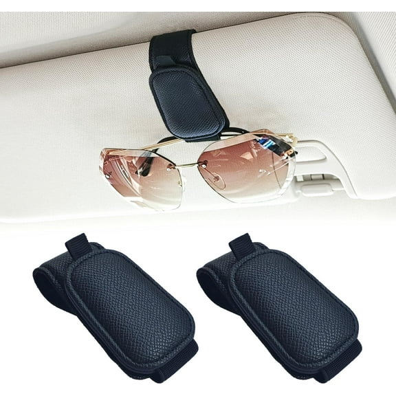 2 Packs Magnetic Sunglass Holder for Car Visor - Universal Sunglasses Clip for Different Size Eyeglasses - Convenient Interior Car Accessories (Black)