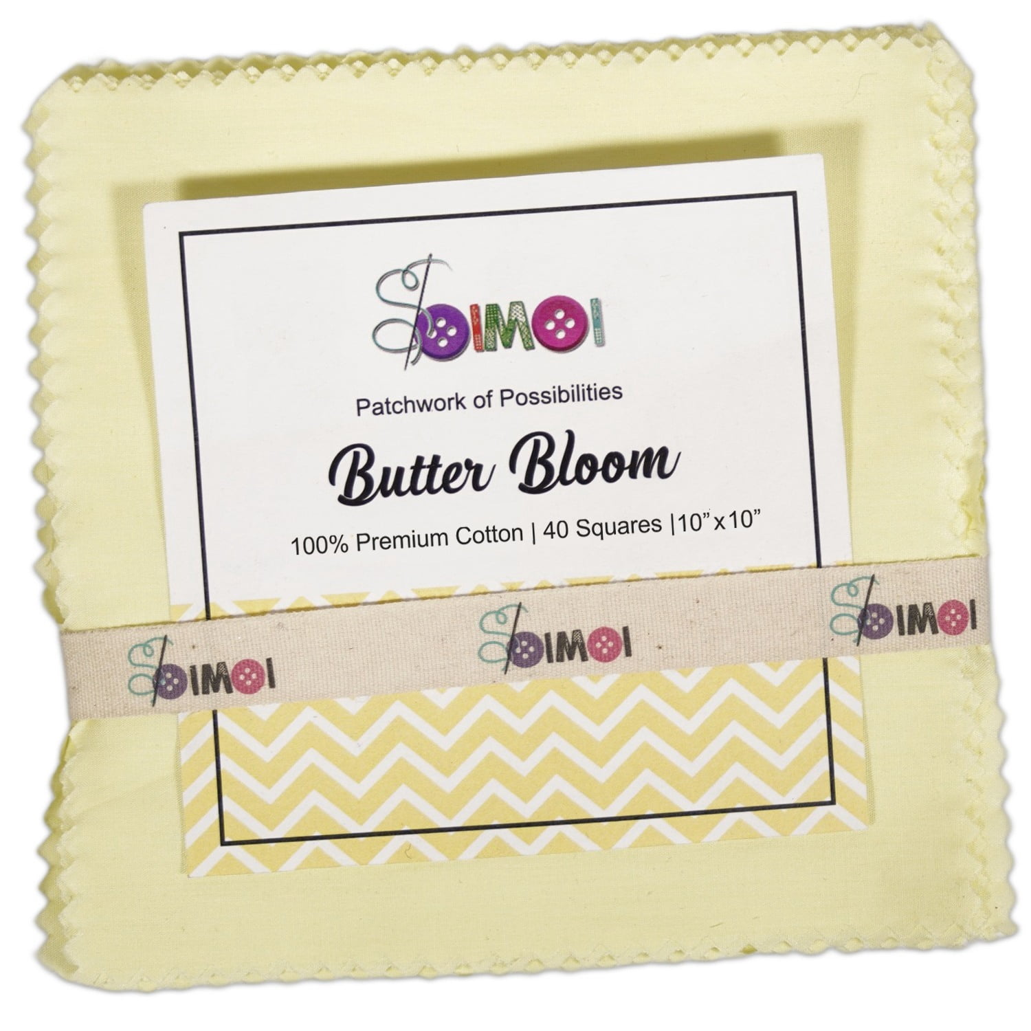 Soimoi 40 Pcs Solid Cotton Fabric Squares Bundles Charm Packs for Quilting, Fat Quarter Layer Cakes, Fabric Scraps for Crafts,Precuts Quilt Squares 10 X 10 inches, DIY Fabric Bundle - Butter Bloom