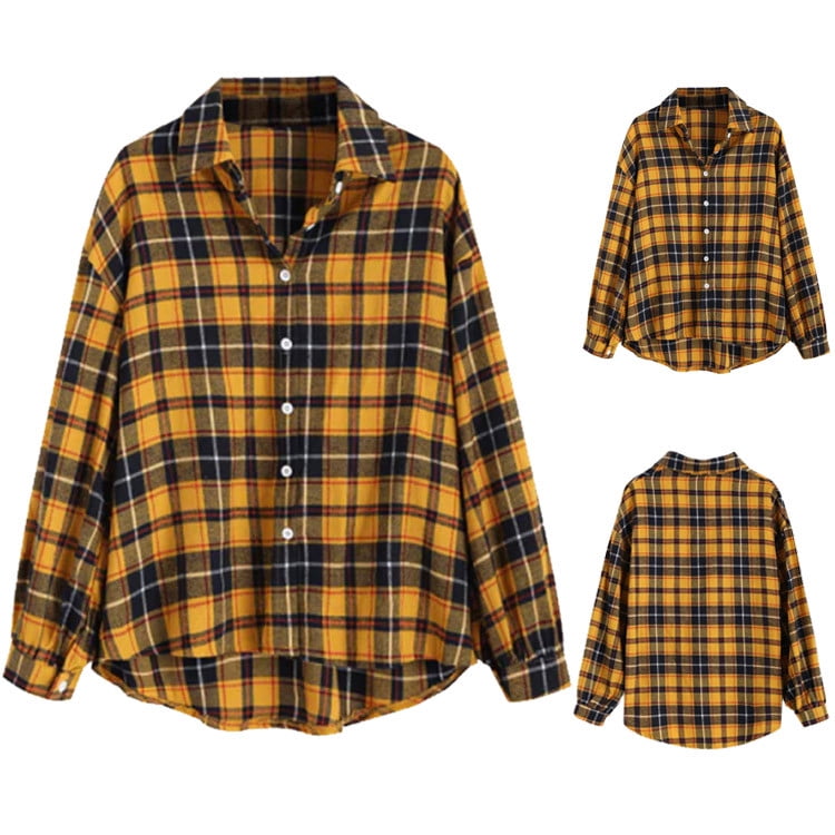 ladies yellow check shirt
