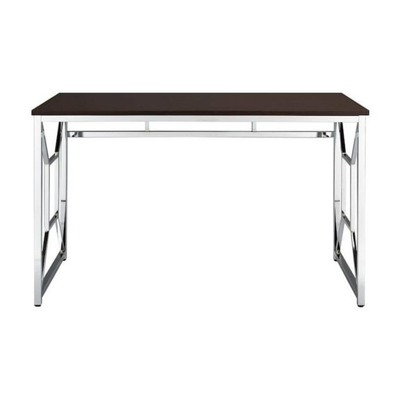 Contemporary Martha Art Desk Of Wooden Espresso & Chrome Color