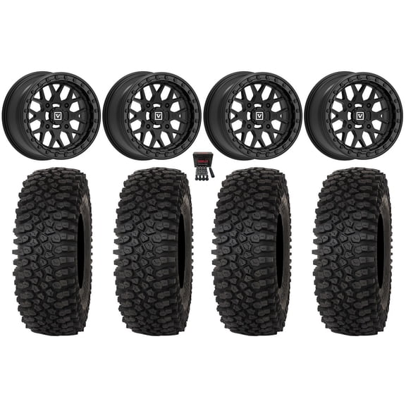 Valor V07 Beadlock 15" Wheels Black 35" Roctane STX Tires Kawasaki Mule Pro FXT