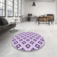thumbnail image 3 of Ahgly Company Indoor Round Patterned Purple Flower Purple Area Rugs, 5' Round, 3 of 6