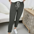 thumbnail image 2 of Lixiuxyad Womens Baggy Pants Casual Trousers With Drawstring Waist Ankle Cuff Pure Color Comfortable Pants For Everyday Wear Gray, 2 of 6