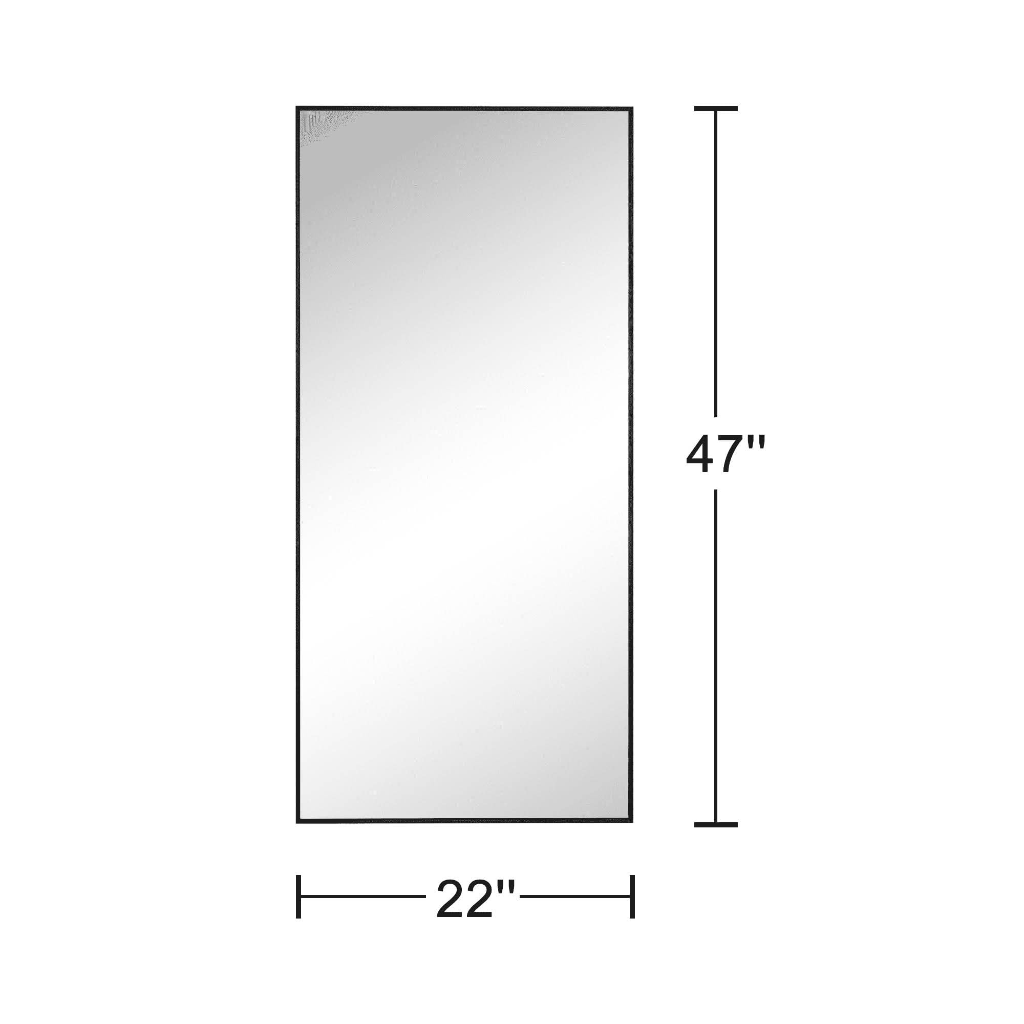 MAYEERTY 47x22x1 Inch Black Thin Edge Aluminum Right Angle Rectangular Wall Mounted Mirror for Bathroom