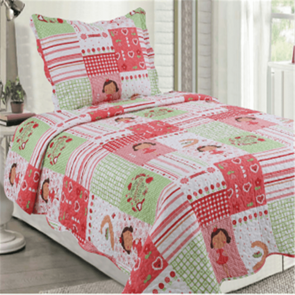 2 Piece Quilted Bedspread, Printed Quilt Set, Twin Size