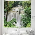 thumbnail image 1 of Thai Tapestry, Huay Mae Khamin Waterfall in Tropical Rainforest Thailand Holiday Travel Theme, Fabric Wall Hanging Decor for Bedroom Living Room Dorm, 5 Sizes, Green Brown, by Ambesonne, 1 of 1