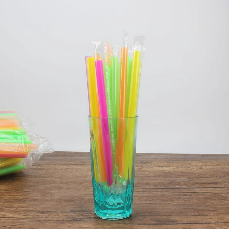 100 Milkshake Straws Jumbo Smoothie Drinking Party Neon Large Thick Straw Boba