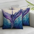 thumbnail image 2 of COMIO  Whale Pillow Case Fish Aquatic Ocean Animal Sea Watercolor Whale Tail Wave Decorative Throw Pillow Cover Square Cushion Canvas for Women Men Blue Purple 2pc, 2 of 6