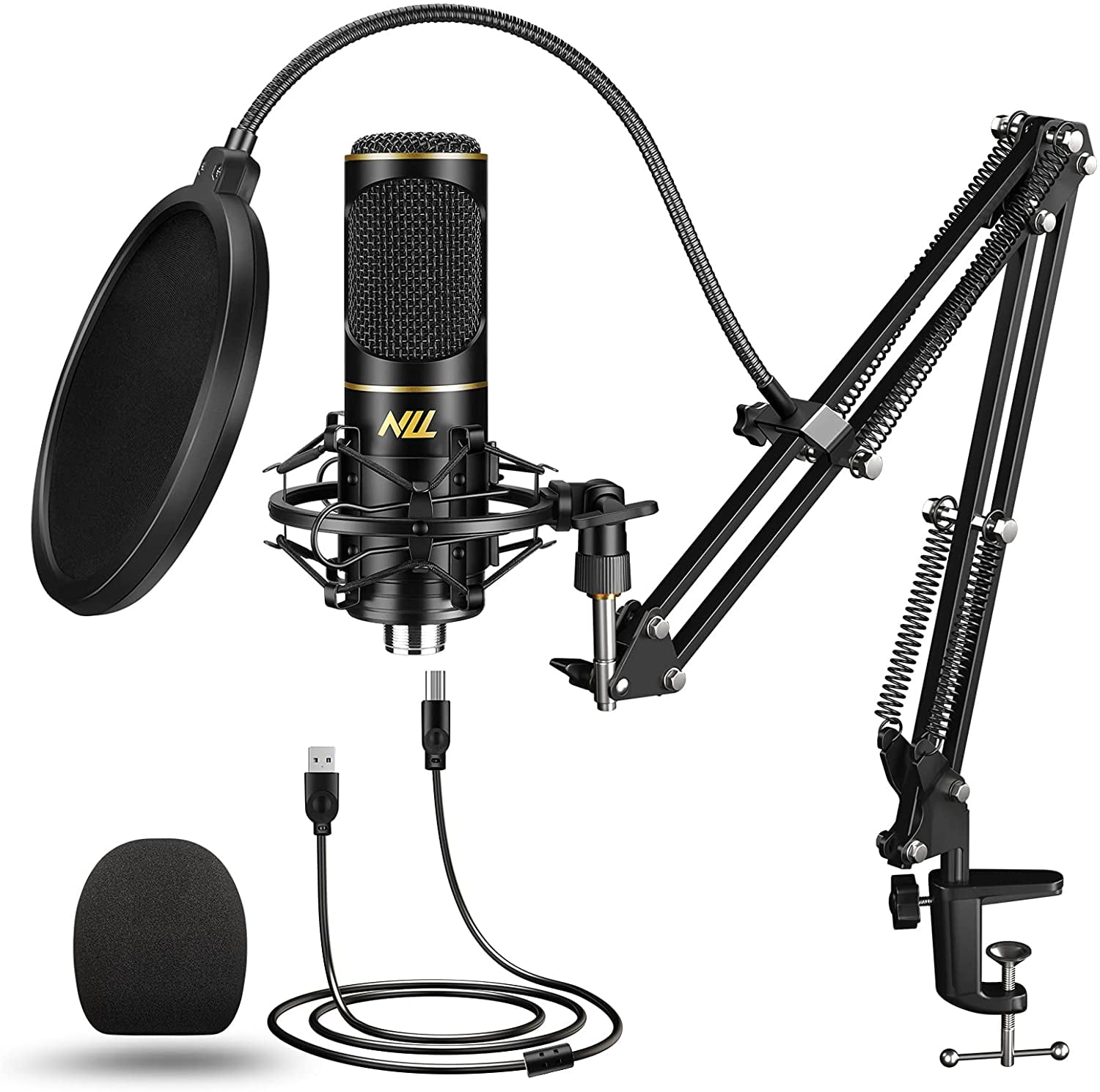 Kirkestol liste geni USB Microphone for Computer PC NLL Podcast Condenser Microphone Kit for  Singing Streaming Studio Recording Gaming Microphone with Stand Shock Mount  Pop Filter NC-011 - Walmart.com