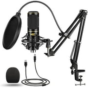 USB Microphone for Computer PC NLL Podcast Condenser Microphone Kit for Singing Streaming Studio Recording Gaming Microphone with Stand Shock Mount Pop Filter NC-011