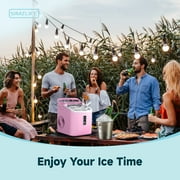 Simzlife Countertop Ice Maker with Handle,Portable Ice Machine with Basket and Scoop, 9 Bullet Ice In 6 Mins, 26Lbs/24H, Self-Cleaning