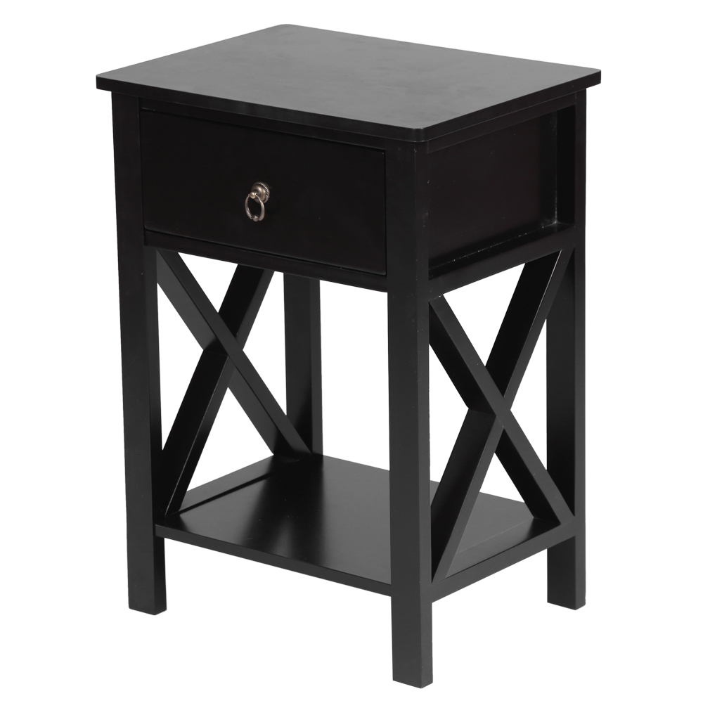 Lowestbest Night Stand For Home End Table With Bin Drawer Modern Design Storage Cabinet Wood Side Table For Bedroom Living Room Dining Room Furniture Black Walmart Com Walmart Com