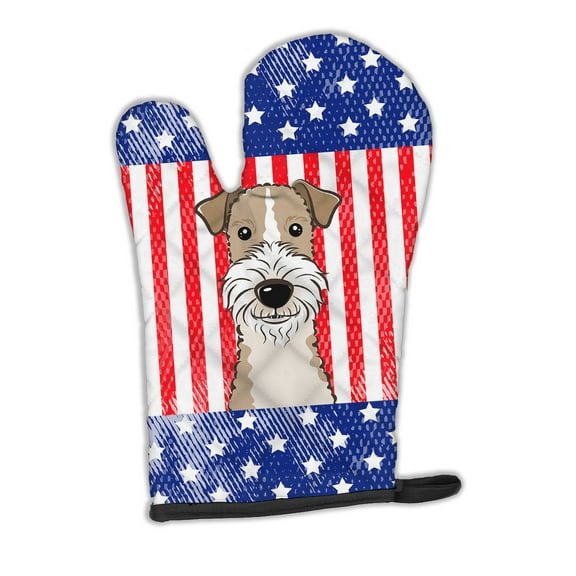 Carolines Treasures BB2177OVMT American Flag and Wire Haired Fox Terrier Oven Mitt Large multicolor
