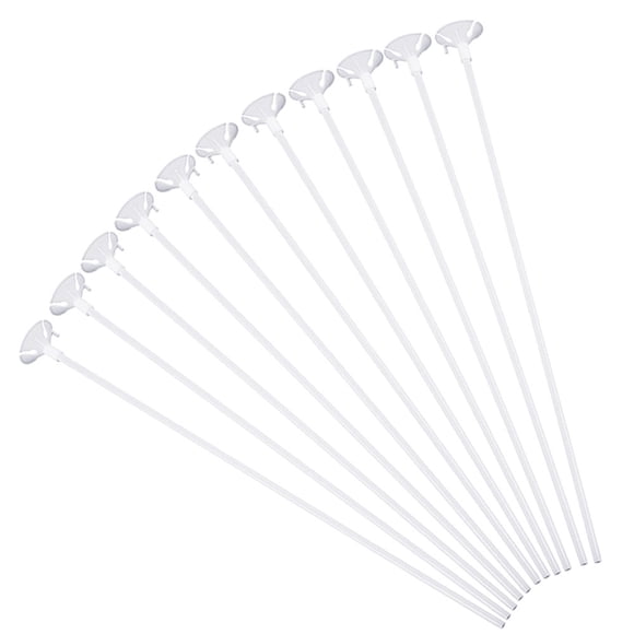 Palitos de plástico para globos con tazas, 50 unidades, de plástico, color blanco