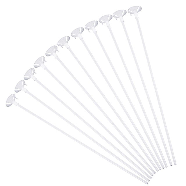 Palitos de plástico para globos con tazas, 50 unidades, de plástico, color blanco