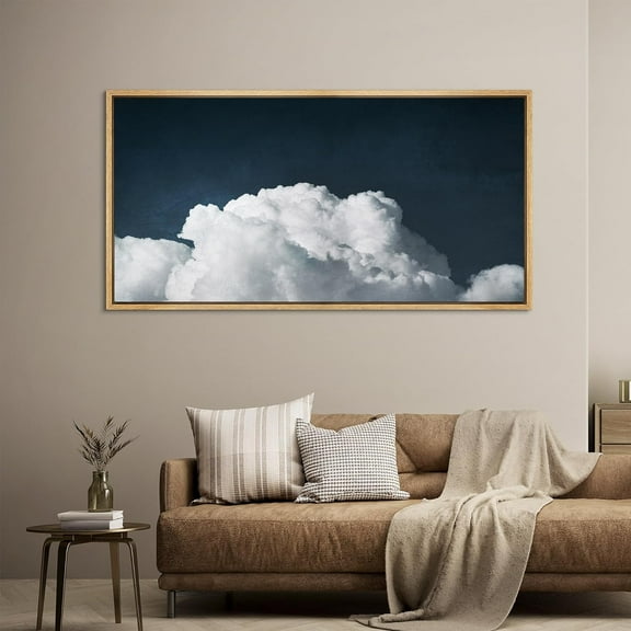 IDEA4WALL Extra Large Framed Canvas Print Wall Art Cumulus Cloud Elegance Majestic Sky Artwork Nature Wilderness Fine Art Decor Rustic Antique Painting for Home Decoration - 60"x30"