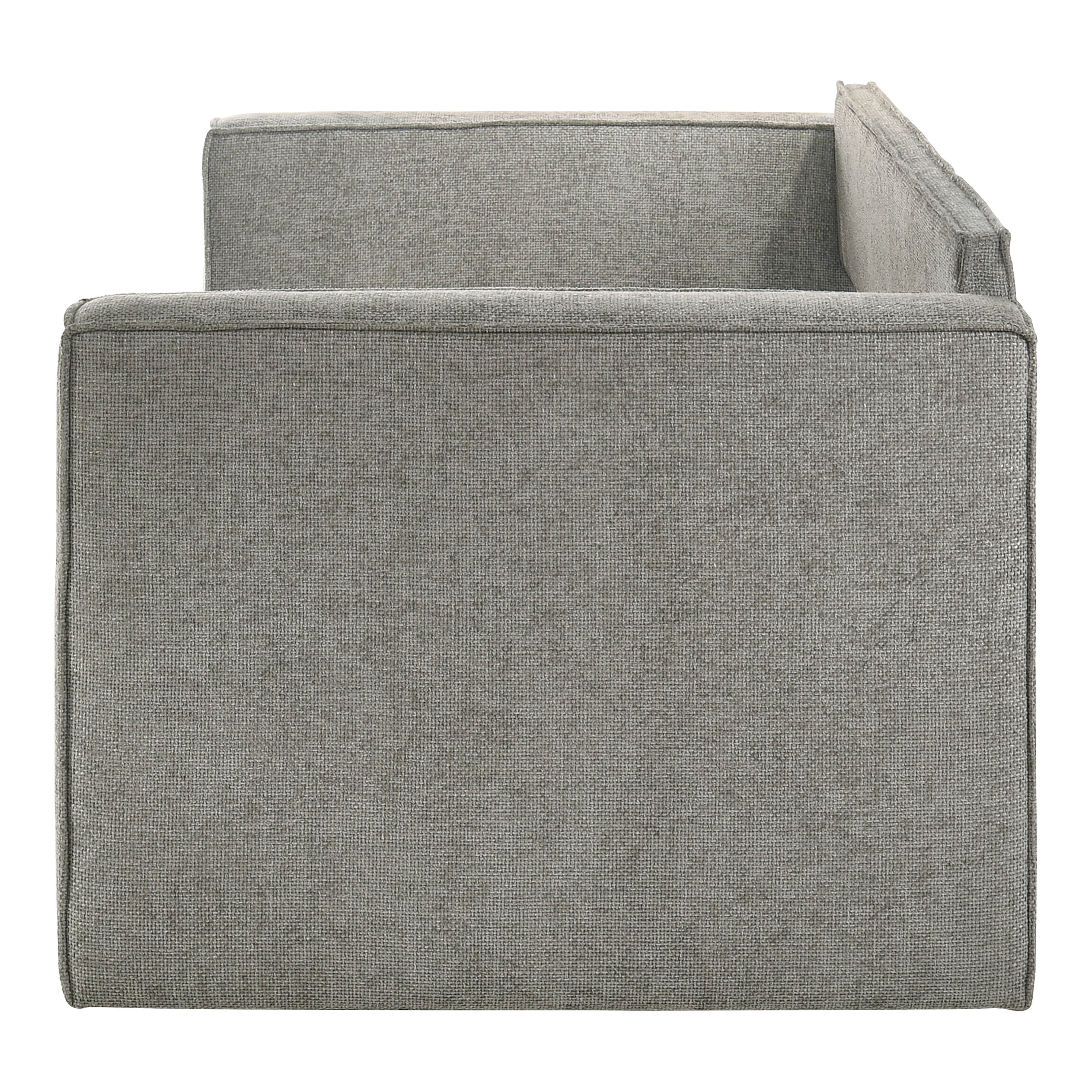 Furniture of America Hearth Fully Fabric Upholstered Square Arm Twin Daybed with Trundle, Slate Gray