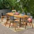 thumbnail image 2 of GDF Studio Claude Outdoor Mesh and Acacia Wood 9 Piece Dining Set, Teak, 2 of 10