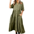 thumbnail image 2 of Gspmoly Robe d'Été, Robe d'Été Décontractée pour Femme à Col Rond Unie Sans Manches Longue Robe Robe de Cocktail Offres Prime, 2 of 6