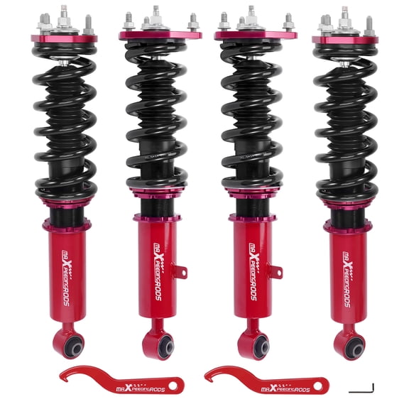 maXpeedingrods Coilovers for Lexus GS300 1998-2005, for Lexus GS430 2001-2005, 24 Levels Damper Adjustable Coilovers Suspension Kit, Shock Absorber Struts, Height Adjustable Lowering Kit, Red