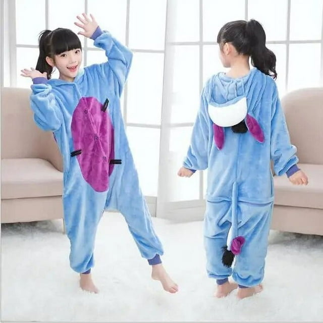 Pijamas de unicornio para niños y niñas, ropa de dormir de franela con diseño de animales, Panda y Stitch, para invierno xuanjing unisex