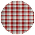 thumbnail image 2 of HomeRoots 601430 8 ft. Red, Gray & Beige Round Plaid Washable Indoor & Outdoor Area Rug, 2 of 5