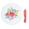The Pioneer Woman Presentation and Cheese Board with Knife, Pink Floral