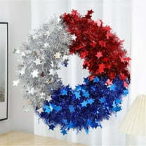 Summercome 4th of July Wreath, 20 Inch Wreath with Red Blue White Shining Stars, Large Wreath Patriotic Decorations for Front Door, Memorial Day Independence Day Veterans Day Patriotic Decor