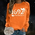 thumbnail image 2 of Womens Halloween Crewneck Sweatshirts Fall 1692 Ghost Printed Long Sleeve Pullover Tops Fashion Casual Relaxed Fit Blouses Z004-Orange L, 2 of 5