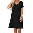 thumbnail image 3 of ANYJOIN Women's Summer Casual Dresses V Neck Short Sleeve Swing Dress with Pockets, 3 of 7