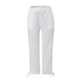 thumbnail image 4 of yunLCZ Pants for Women High Waisted Women Suitable High Waist Pants Drawstring Capri Pants With Pockets Wide Leg Cropped Pants For Women, 4 of 4
