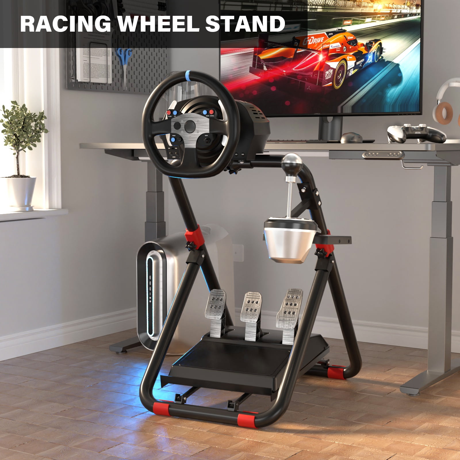 Racing Steering Wheel Stand Collapsible Tilt-Adjustable Racing