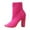 Pink, variant on Black Dress Boots for Women Open Peep Toe Chunky Block High Heel Slip on Socks Mid Calf Short Ankle Booties Sandals