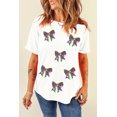 thumbnail image 4 of Sparkling Bow Graphic T-Shirt with Sequins - Perfect for Mardi Gras Celebrations - [ZhiHiMeRi] | (US24-26)3XL, 4 of 6