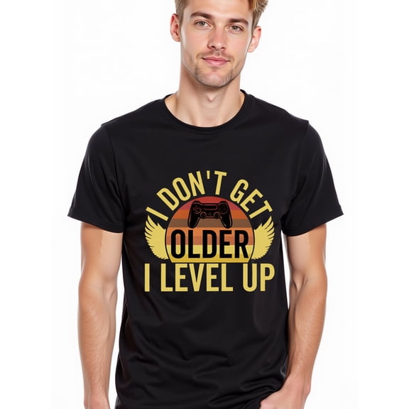 greennik Level Up Gaming Tee Mens graphic t shirts black 2026 funny Summer wear Vintage-inspired, comfortable fit Basic Unisex Shirt Cotton tshirts