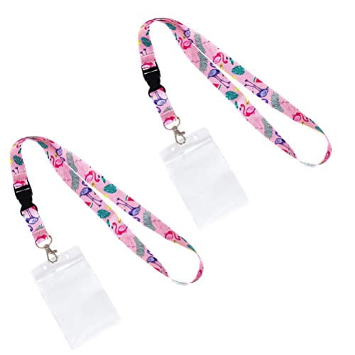 2-Pack Cruise Lanyard with Retractable Badge Reel and Snap Buckle Water Resistant Badge Holder White Set 