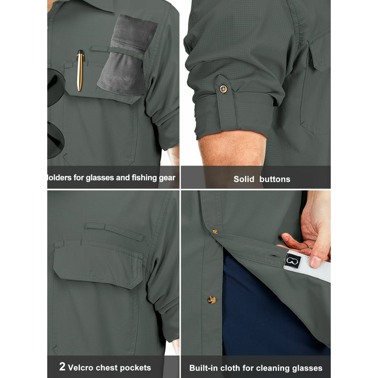 Men's Long Sleeve Sun Protection Shirt UPF 50 UV Quick Dry Cooling Fishing  Shirts
