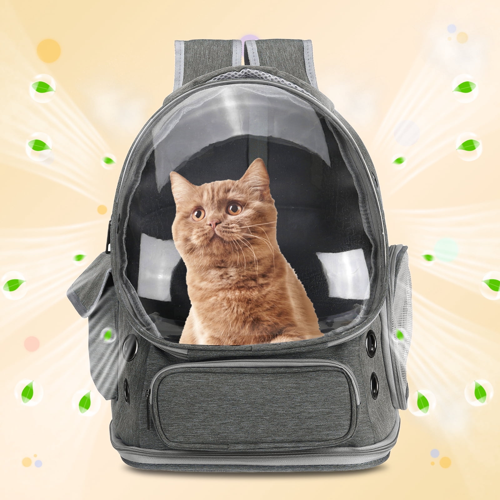 Uxcell Pet Portable Travel Backpack for Small Dog with Transparent Cover, Gray