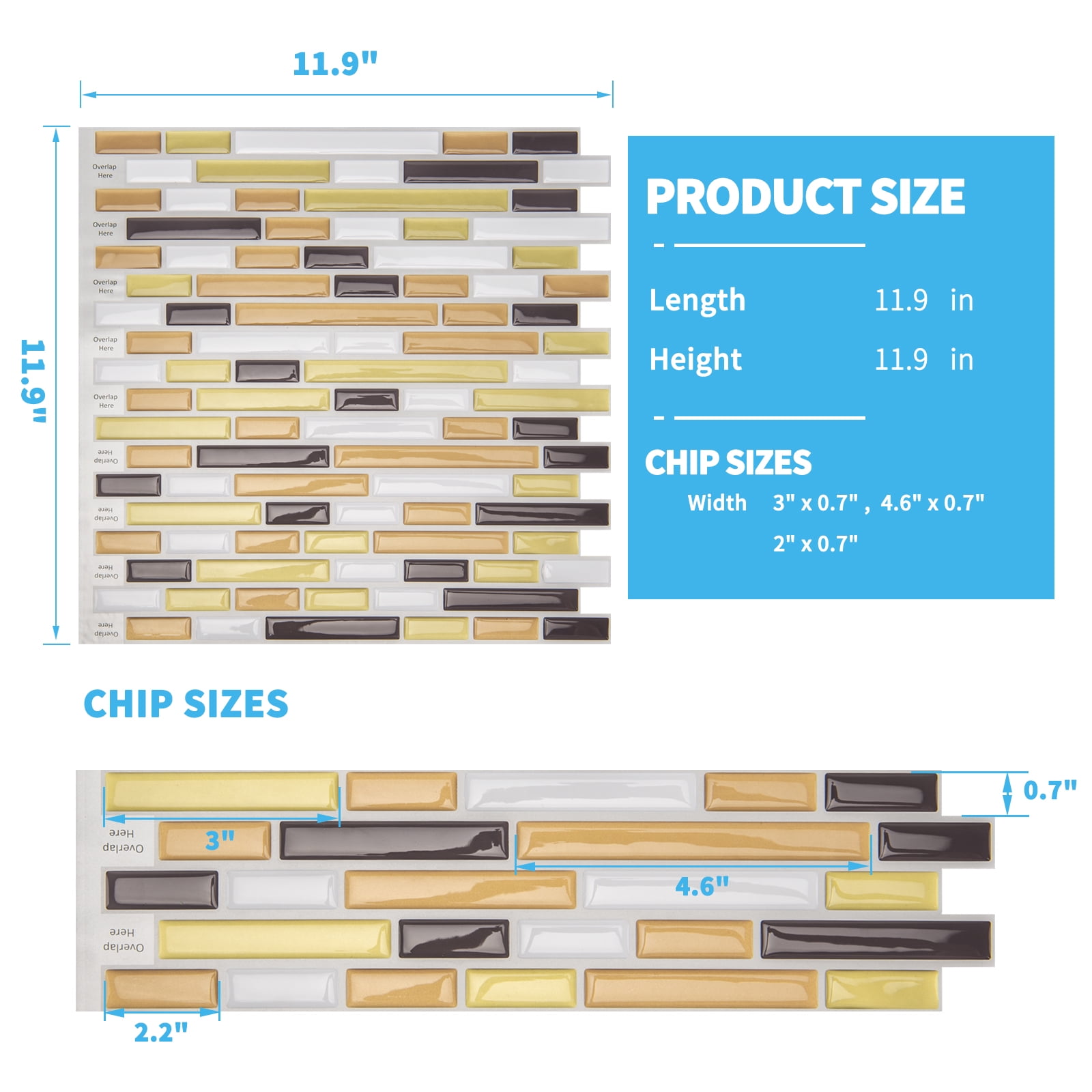 Art3 Peel and Stick Backsplash Tile Marble Yellow Wall Tile 12 in. x 12 in.  (10-Pack)