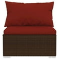thumbnail image 6 of vidaXL Wicker Patio Furniture 3 Piece with Cushions Brown Poly Rattan, 6 of 8
