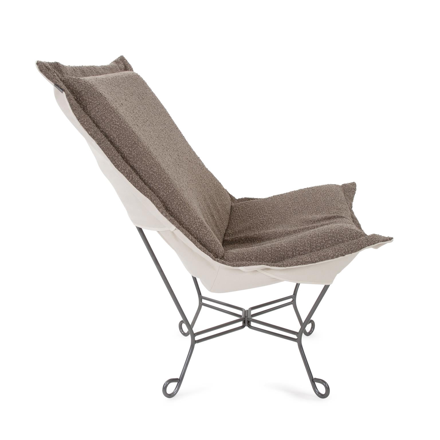 Scroll Puff Chair Titanium- Barbet Chocolate/Natural