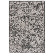 SAFAVIEH Courtyard Leilah Abstract Indoor/Outdoor Area Rug, Charcoal/Grey, 5'1" x 7'6"
