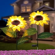 Solarera 2 Pack Solar Garden Lights, Waterproof Sunflower Decorative Solar Lights Outdoor for Garden, Landscape, Backyard Holiday Outdoor Christmas Decorations