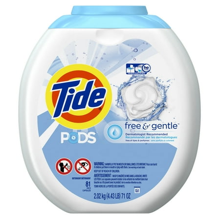 Tide Pods Free & Gentle, Laundry Detergent Pacs, 81 ct.