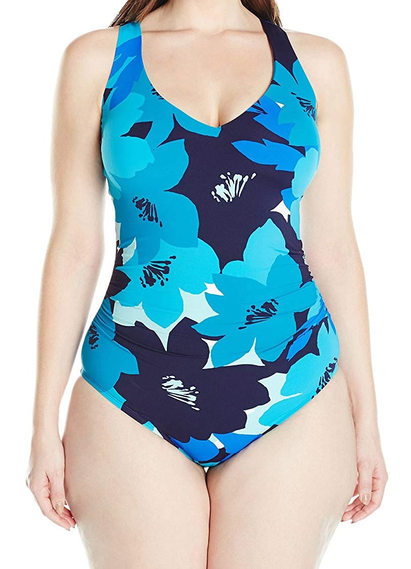 Anne Cole Anne Cole NEW Blue Womens Size 18W Plus Floral One Piece 